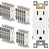 ENERLITES 20 Pack Decorator Wall Outlet, 15A Standard Electrical Receptacle | Self-Grounding, UL Listed, 5-15R, 125V, Non-Tamper Resistant Residential Outlets for Home, Kitchen, Bathroom, Glossy White