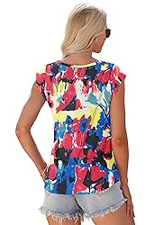 AUSELILY Womens Cap Sleeve T-Shirt Casual Loose Fit