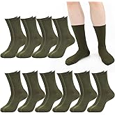 Yuanan 10 Pairs Military Green Army Socks for Men - Durable Olive Green Boot Socks for Outdoor Adventures