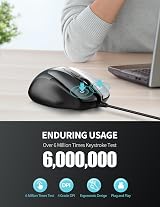 TECKNET USB Wired Mouse 6400 DPI 6-Button Ergonomic USB Computer Mouse view 5