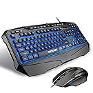 TeckNet Gryphon Pro LED Illuminated Programmable Gaming Keyboard and Mouse set, Water-Resistant Design, US layout