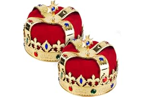 Funny Party Hats Royal king Crown - Regal King Crown - Costume Headwear with Colorful Jewels - One Size