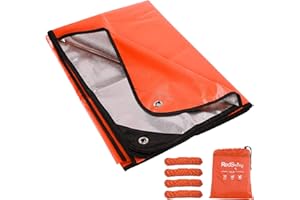 RedSwing Heavy Duty Survival Blanket, Waterproof Emergency Thermal Tarp, Multipurpose Reflective Insulated All Weather Blankets for Camping Hiking, Orange