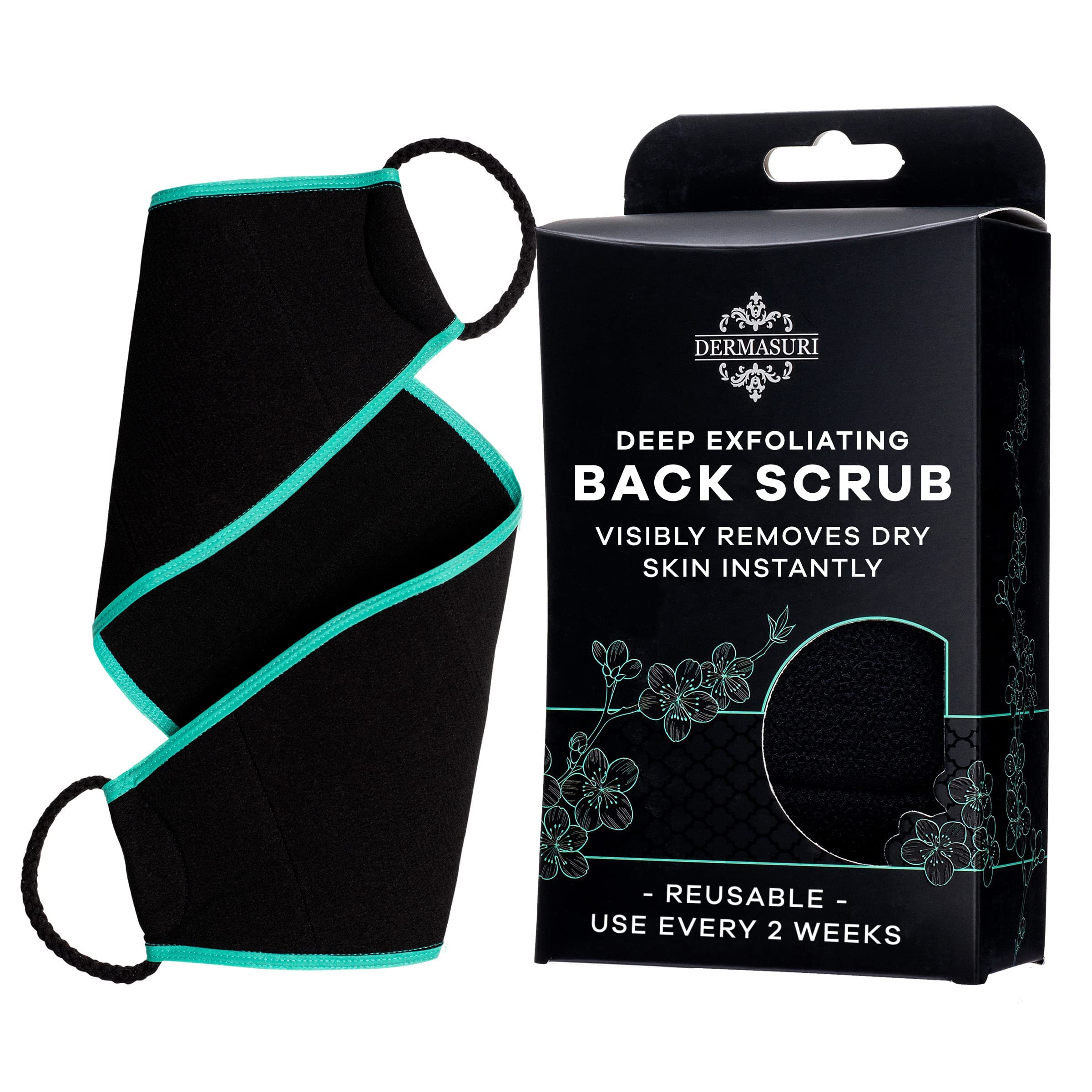 Dermasuri - Deep Exfoliating Back Scrubber - Bath & Shower Back Scrub - Body Exfoliator Scraper Tool - Deep Exfoliation Body Cleaner for Shower - 27