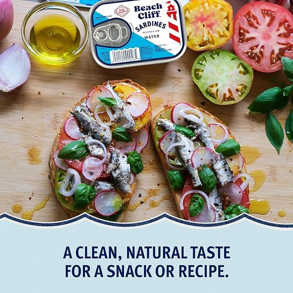 BEACH CLIFF SARDINES IN WATER, 3.75 OZ CAN – WILD CAUGHT SARDINES – 12G PROTEIN PER SERVING – GLUTEN FREE, KETO FRIENDLY
