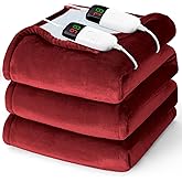 Heated Electric Blanket King Size - 90" x 100" Heating Blanket with Dual Control, 10 Heating Levels & 8 Hours Auto Off, Soft Warm Flannel Blanket, Christmas Birthday Gifts for Senior Grandma
