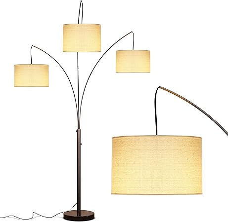 Brightech Trilage Arc Floor Lamp W Marble Base 3 Lights