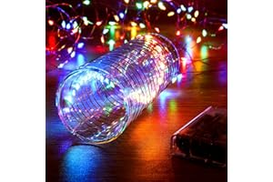 Ariceleo 1 Pack 16.4ft Battery Operated String Lights with Timer, Multi Color with Synchronized Twinkle Mode, Fairy Lights Battery Powered, 50 LED, Idea for Christmas Bedroom Party Wedding