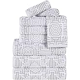 Superior Cotton 9-Piece Towel Set, Quick Dry, Bathroom Essentials, Shower, Spa, Luxury Plush Soft Absorbent Towels, Includes 3 Bath, 3 Hand, 3 Washcloth/Face Towels, Jasper Collection, Platinum