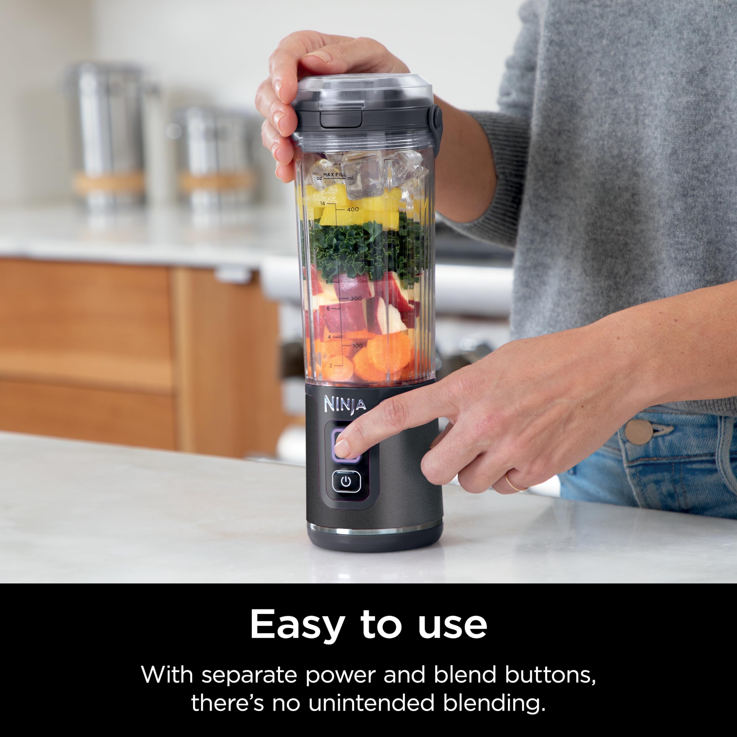 Ninja Blast Portable Blender, Cordless, 18oz. Vessel, Personal Blender For-Shakes and Smoothies, BPA Free, Leakproof-Lid and Sip Spout, USB-C Rechargeable, Dishwasher Safe, Metallic Black, BC151MB