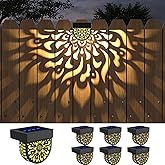 EKQ 6 Pack Solar Fence Lights Wall lihgts Outdoor Decorations Solar Powered Step Deck Lights Warm Yellow Light Waterproof Decorative Lighting for Garden, Front Door, Backyard