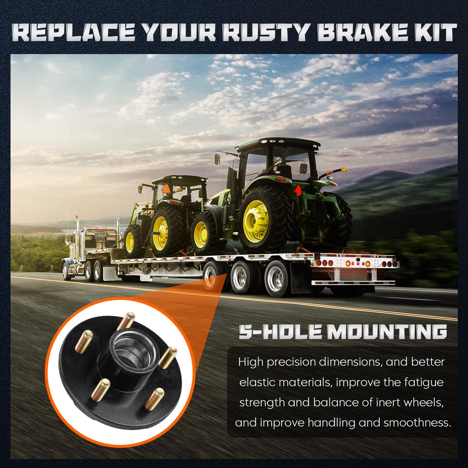 YOUXMOTO Trailer Idler Hub Kit 5 On 4.5 - Set Of 2 For 3500 Lbs Axles With Bearings & Seals