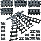 Hapoyxm 40 Pcs Building Blocks City Train Tracks Set, City Railway Rails for Train, City Expansion Set Tracks Compatible with