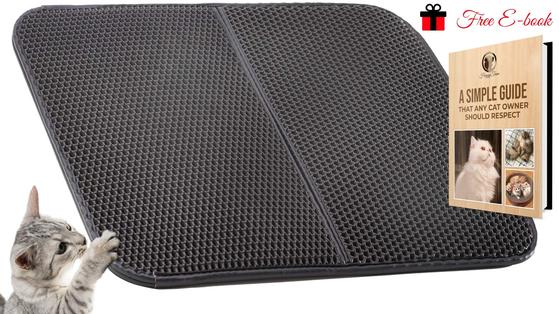 HUGGYTEAM Premium Cat Litter Mat Traps LitterDust So Kitty Doesn't