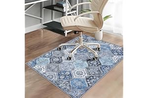 CAREMEE Office Chair Mats for Hardwood Floor, 48"X60" Desk Chair Mat for Hard Floor, Gaming Computer Chair Mat Office Rug for Rolling Chairs, Low Pile Carpet Under Chair Floor Protector, Blue