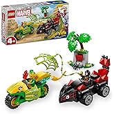 LEGO Marvel Spidey and His Amazing Friends Spin and Electro Dinosaur Vehicle Chase - Car and Motorcycle Preschool Building To