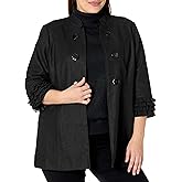MULTIPLES womens Three Quarters Sleeve Stand Collar Double Button Lined Jacket