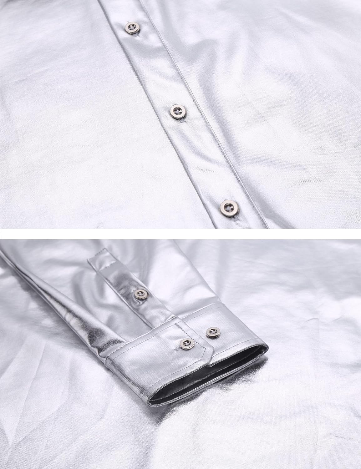 COOFANDY Men's Metallic Shiny Nightclub Slim Fit Long Sleeve Button Down Party Shirts at  Men’s Clothing store