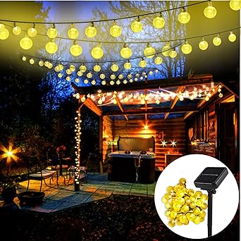 Mrtwinklelight 42 Led Solar Lichterkette 8 Modi 57m Ip65 Wasserdicht Kristall Kugeln Solar Lichterkette Außen Für