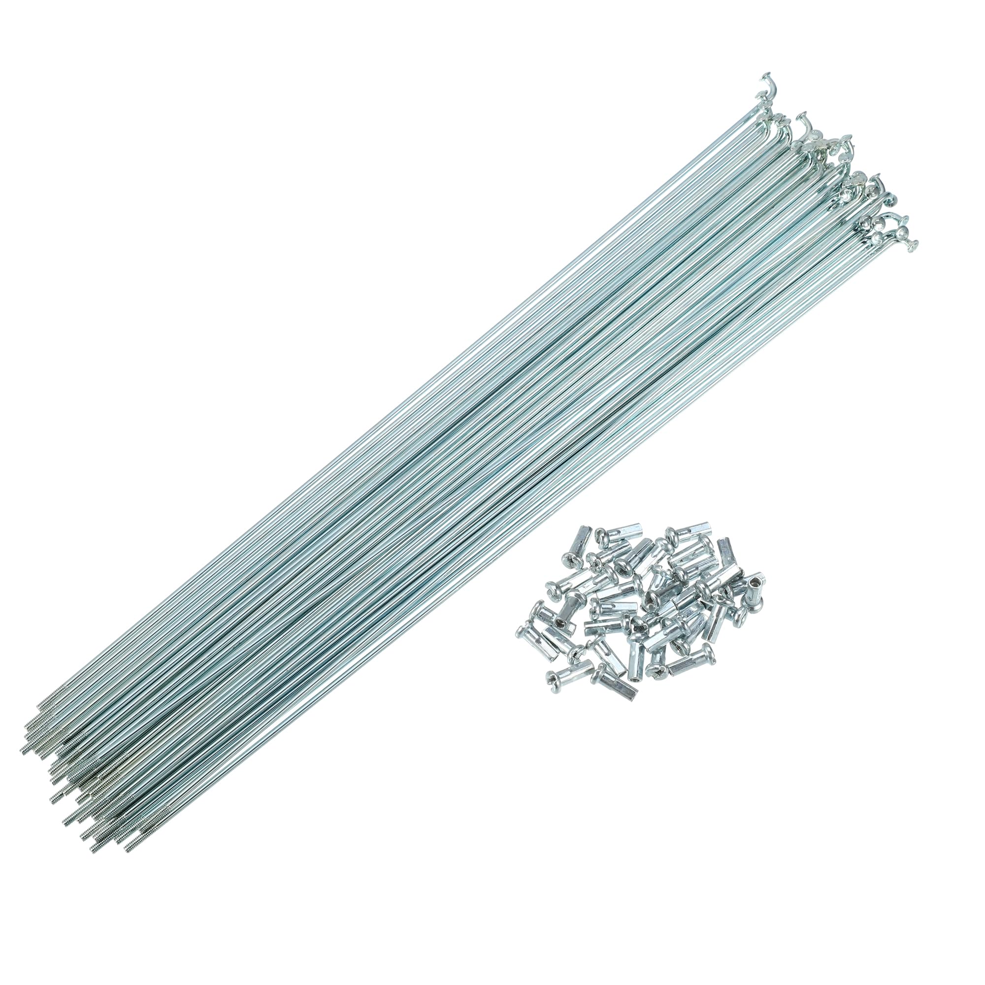 X AUTOHAUX 36 Pcs 14G J Bend 257mm Bike Bicycle Spokes with Nipples Silver Tone