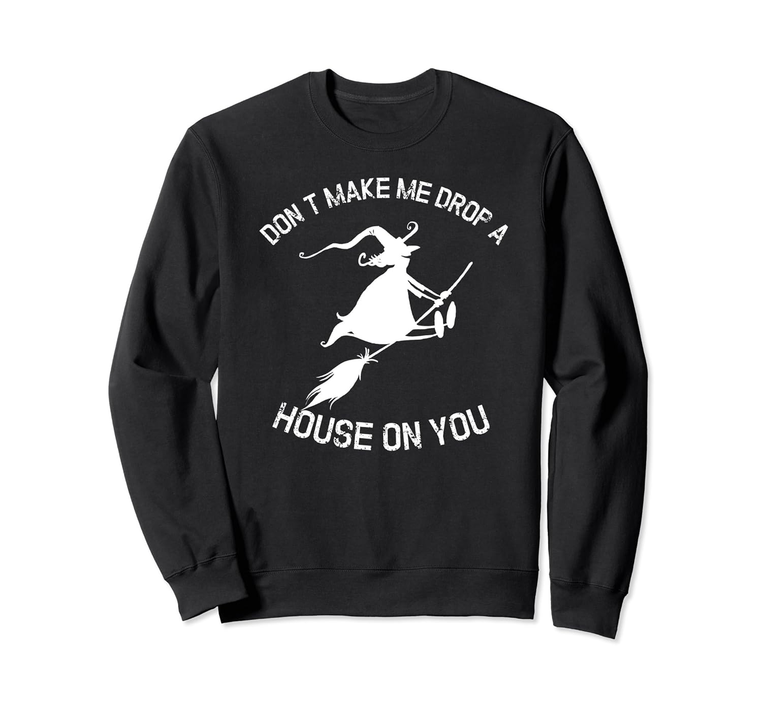 Funny Halloween Costume Sweatshirt Witch House Broom Party-Rose