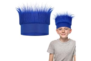 Luinabio Hairy Headband Fun Wig Crazy Hair Day Accessories Funny Hats Halloween Costumes Outfit Party Favor(Dark Blue,Simple)