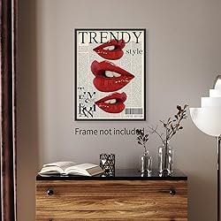 jkahh Trendy Y2k Newspaper Wall Art Vintage Red