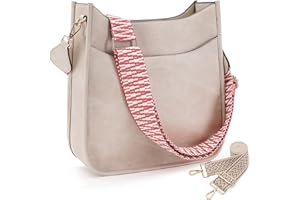 HKCLUF Crossbody Bag for Women Vegan Leather Hobo Handbags Guitar Strap Purse Shoulder Bucket Bag with 2PCS Adjustable Straps