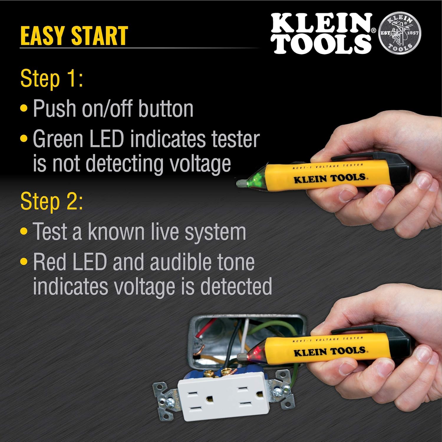 Klein Tools Ncvt 1 Voltage Tester Non Contact Voltage Detector For Ac Voltage Low Battery Indicator And Auto Shutdown Batteries Included Electrical Tools Amazon Com