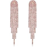 BriLove Rhinestone Earrings Dangling for Women Fashion Long Chandelier Sparkle Crystal Tassel Dangle Drop Earring for Party Prom Accessories