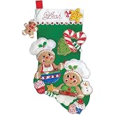 Design Works Crafts Stocking, Gingerbread Bakers, 18" Felt Craft Kit, Multicolor, By the yard