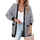 Bebonnie Women's Cozy Knit Long Sleeve Open Front Buttons Cardigan Sweater Outerwears Coats with Pocket