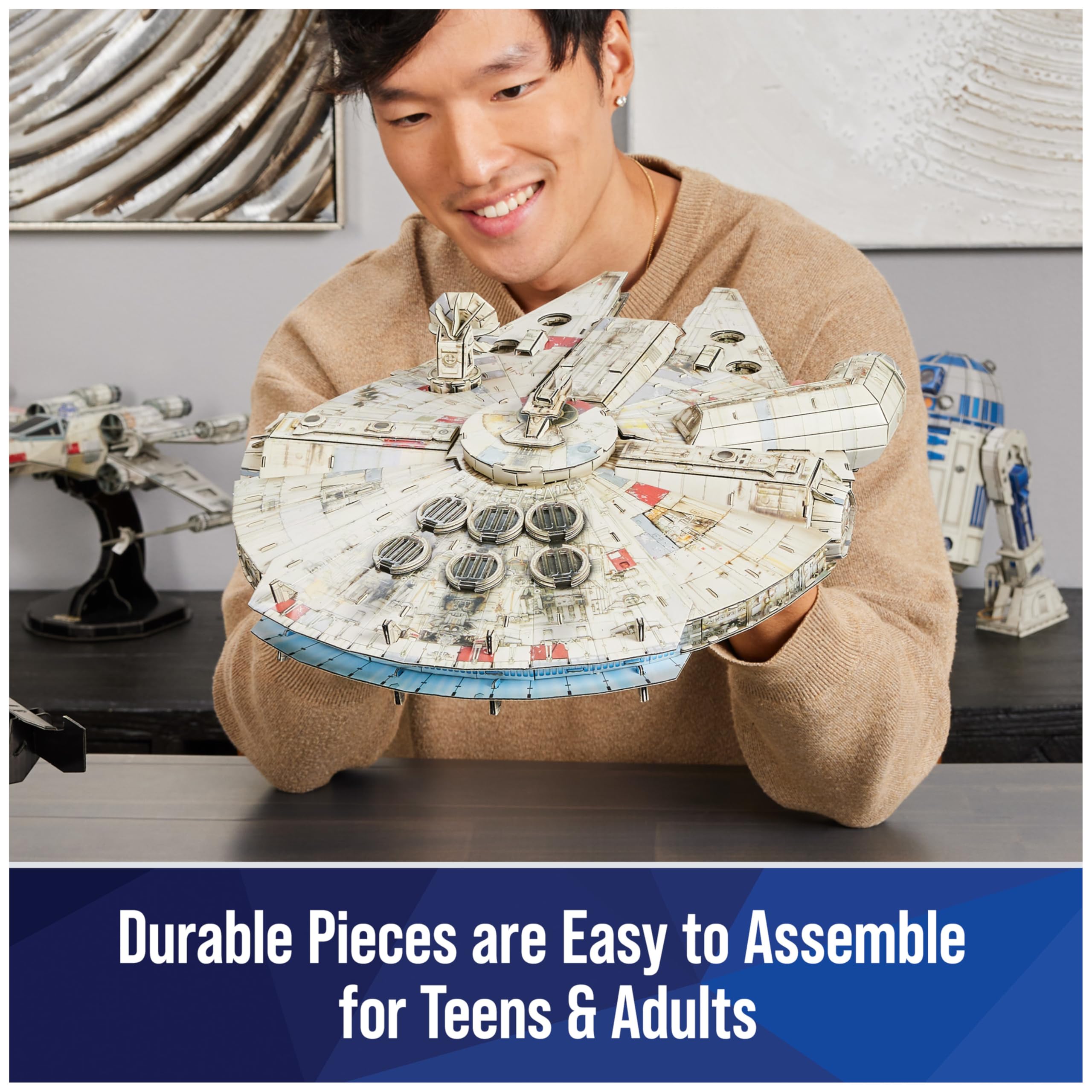 4D Build Star Wars Millennium Falcon 3D Model Kit, 𝖲tar Wars Gifts, Ѕtar Ｗars Toys Desk Decor for Star Ｗars Fans & Collectors, Adults & Teens 12+