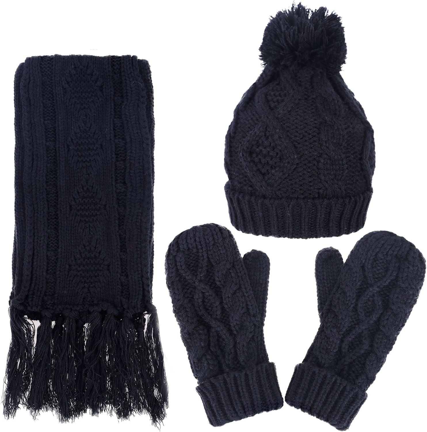 cable knit hat and scarf
