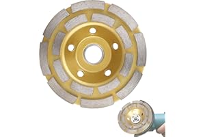 GWY Concrete Grinding Wheel, 4'' Double Row Diamond Cup Surface Grinding Wheel Heavy Duty Turbo Concrete Grinding Wheel Disc for Angle Grinder on Granite, Cement, Marble, Rock, Masonry, Concrete