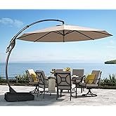 Grand patio 11FT Cantilever Umbrella with Base Outdoor Large Round Aluminum Offset Umbrella for Patio Garden Backyard (Champagne, 11 FT)