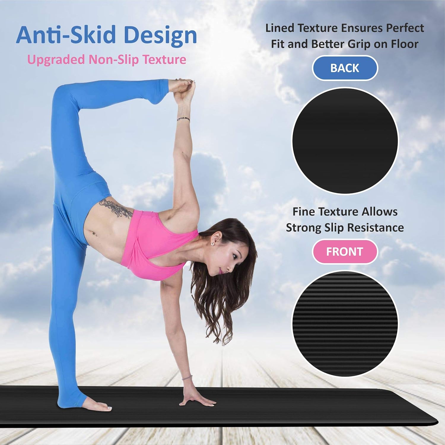 HemingWeigh 1 inch Extra Thick Foam Exercise Mat | Non-Slip Durable Workout Mat with Self-Strapping System for Transport | Extra Long Cushion for Yoga, Pilates, Meditation, Gym, Stretching | 23 x 70 Inches : Yoga Mat : Sports & Outdoors