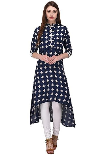 Navabi Export Womens Blue Color Rayon Fabrics A-Line Kurta (VF-KU-106)