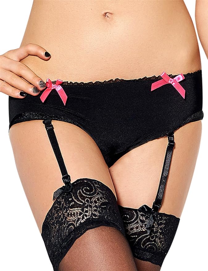 Porte-Jarretelles Et String Yummy Bee En Similicuir Noir - Grande Taille 36-54 - Lingerie Osée