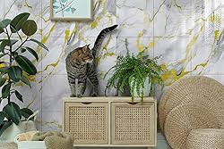 20-Pack Peel and Stick Gilded White Marble Tiles