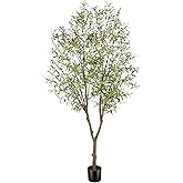 LYERSE Faux Olive Tree 8ft - Olive Trees Artificial Indoor with Realistic Leaves and Olives - Tall Fake Olive Tree with Pot for Indoor Outdoor Office Home Decor