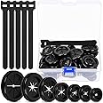 Glarks 61Pcs Firewall Rubber Grommets 7 Size Double Sided Round Drill Hole Rubber Hole Plugs with Reusable Cable Ties for Pro