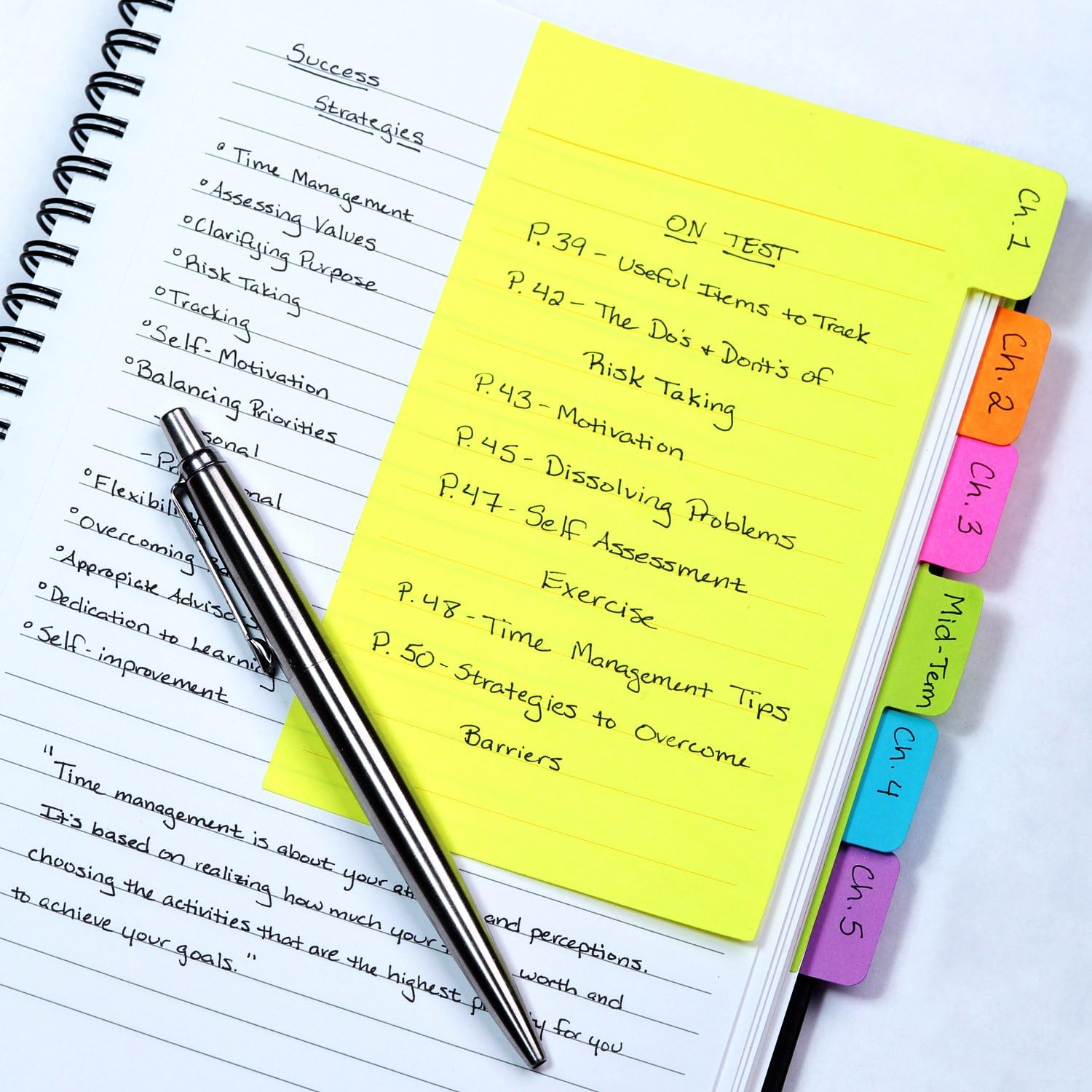 Redi-Tag Divider Sticky Notes, Tabbed Self-Stick Lined Note Pad, 60 Ruled Notes, 4 x 6 Inches, Assorted Neon Colors (29500) : Sticky Note Pads : Office Products