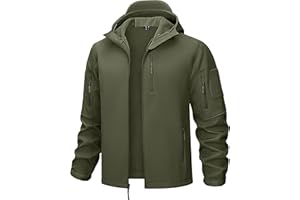TACVASEN Men's Tactical Jacket with Hood Water Resistant Special Ops Military Softshell Coat