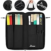 Donner Drum Stick Bag, Drumsticks Cas Large Capacity Suitable for Drumsticks, Drum Key, Drum Wire Brushes, Resonance Pads and