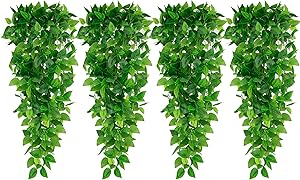 HATOKU 4pcs Artificial Hanging Plants 3.6FT Indoor Ivy Vine Fake Leaves for Wall Home Room Garden Wedding Garland Outside Decoration