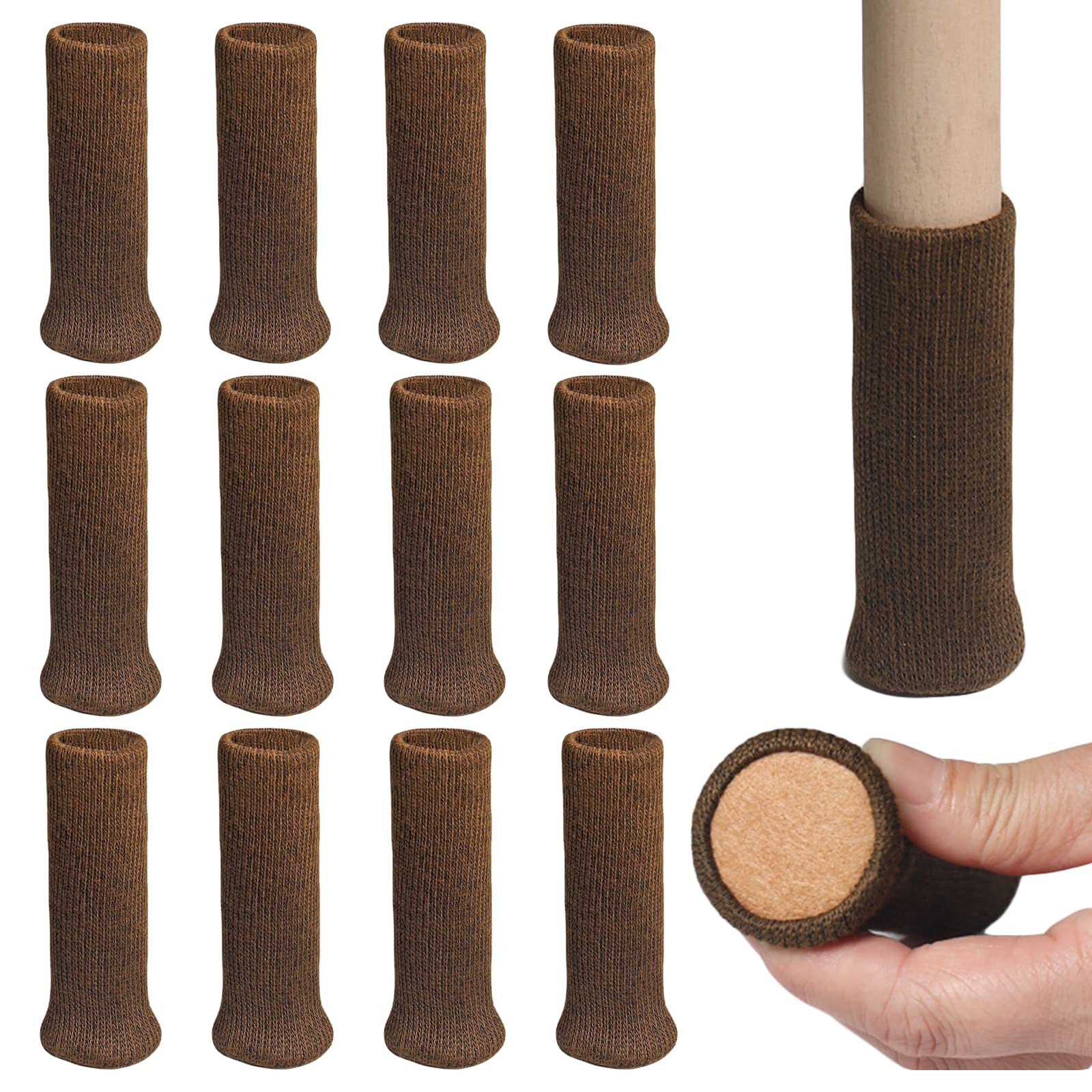 WUDQIJI Chair Socks Chair Leg Socks Pack of 12 Chair Leg Protectors Knitted Furniture Feet Furniture Socks Furniture Shoes Elastic Double Layered Thick Bottom for Floor Protection Mute