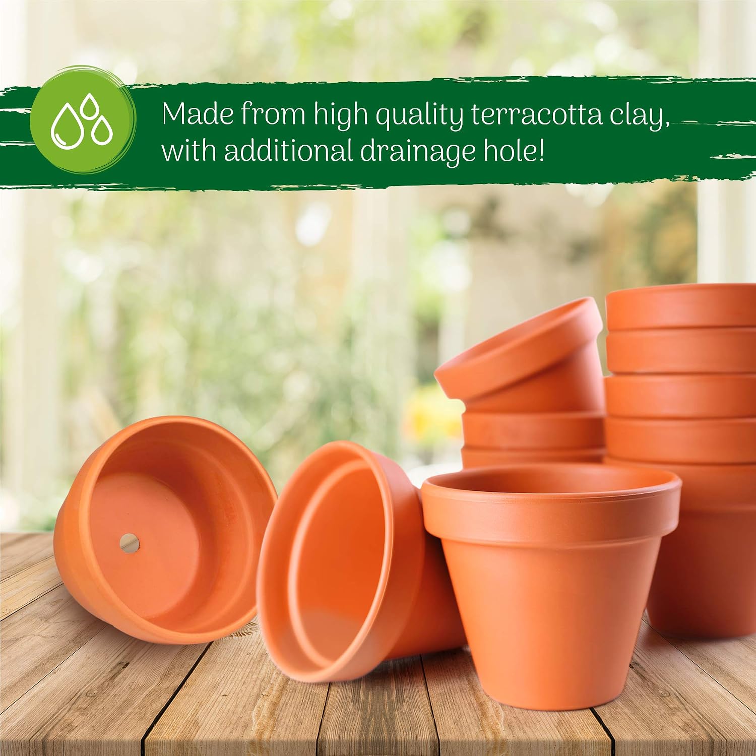 Green Thumbz Terracotta Plant Pots, 8cm x 16 Pack Small Plant Pots, Multi Purpose Mini Terracotta Pots for Plants Flowers - Image 4
