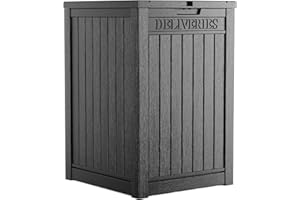PatioZen Package Delivery Box 55 Gallon with Lockable Secure,Outdoor Package Drop Container Waterproof for Porch Patio and Curbside(Black)