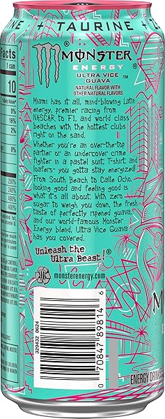 MONSTER ENERGY ULTRA VICE GUAVA, SUGAR FREE ENERGY DRINK, 16 OUNCE (PACK OF 15)